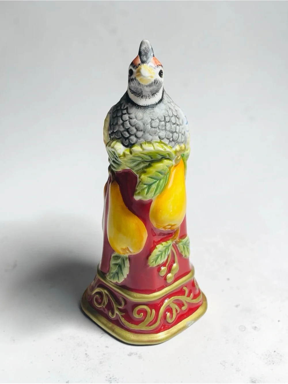 Fitz and Floyd Hand-Painted Partridge in a Pear Tree Dinner Bell 2004 2005